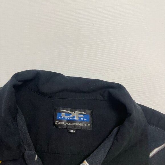 Dragonfly VTG Shirt Men’s Black Dragon Floral Button Up Camp Hawaiian Size XL - Picture 2 of 6